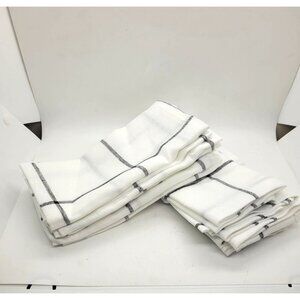 Laura Ashley 12-Piece Black White Check Plaid Poly Napkin Set NEW cottage core